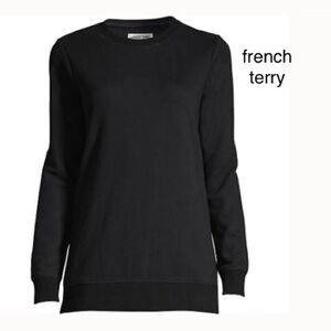 LANDSEND Wm Plus Size Serious Sweats French Terry SWEATSHIRT TUNIC Black